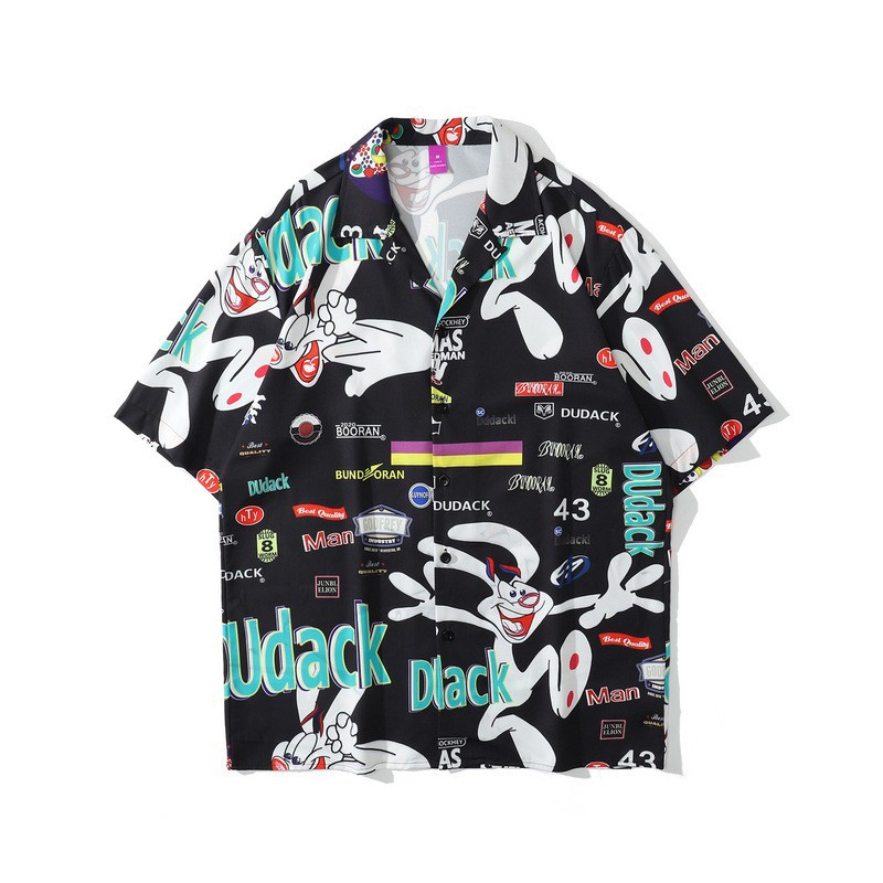 TKPA crossover street graffiti abstracto verano camisa de manga corta para hombre hip-hop suelto estilo bf casual pareja camisa