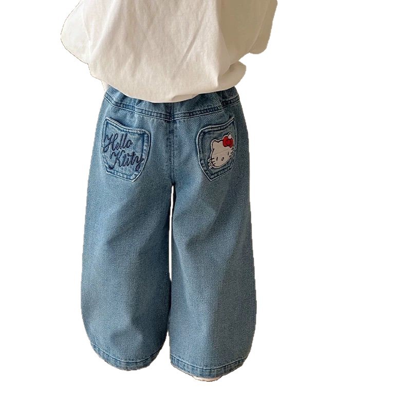 Nuevos pantalones de primavera y otoño de chicas dulces jeans de estilo extranjero pantalones casuales suaves para niños pantalones largos de primavera para bebés image 5