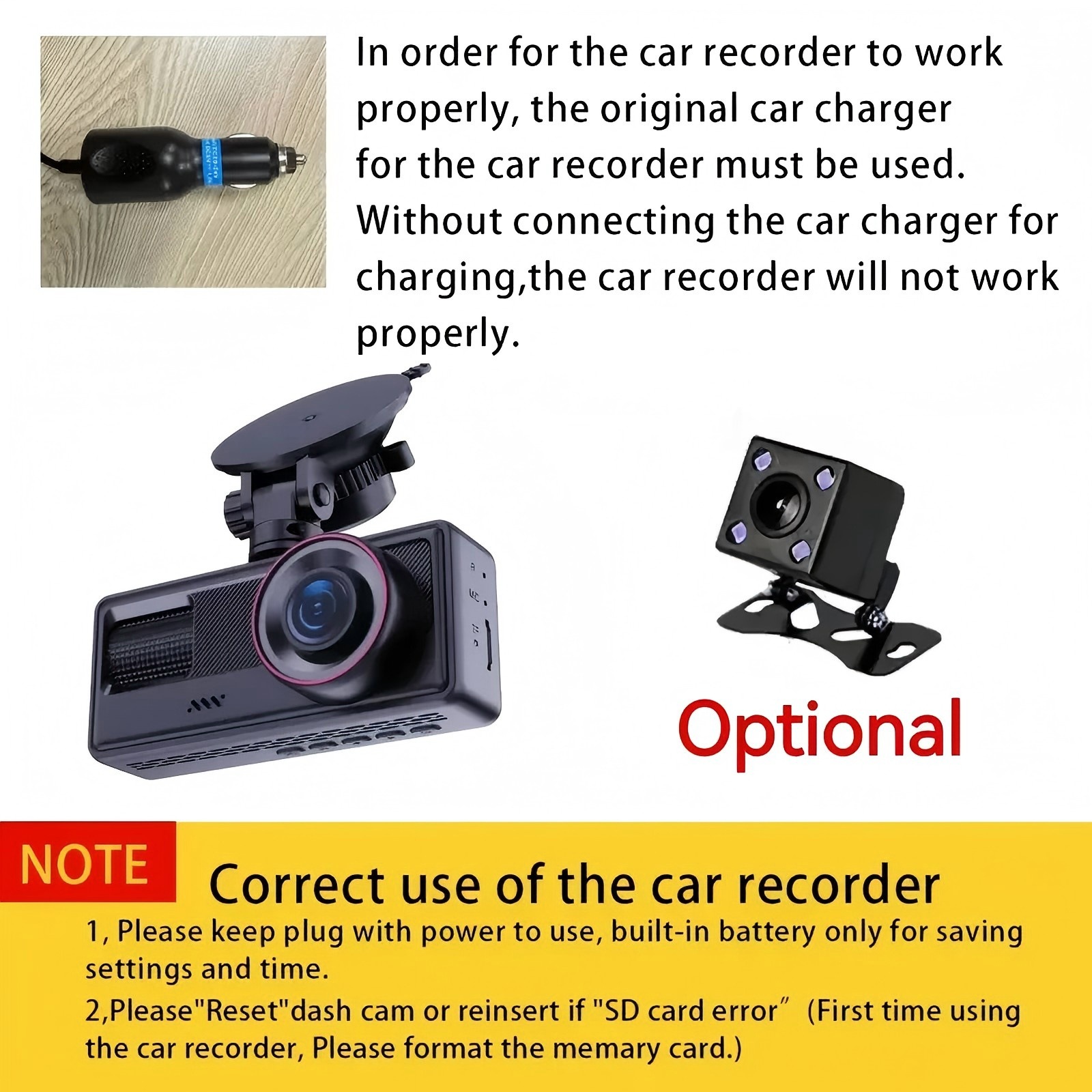 Cross-Border 1080P Three-Lens Driving Recorder Wifi Mobile Phone Interconnection 2inch High-Definition Screen Car Recorder