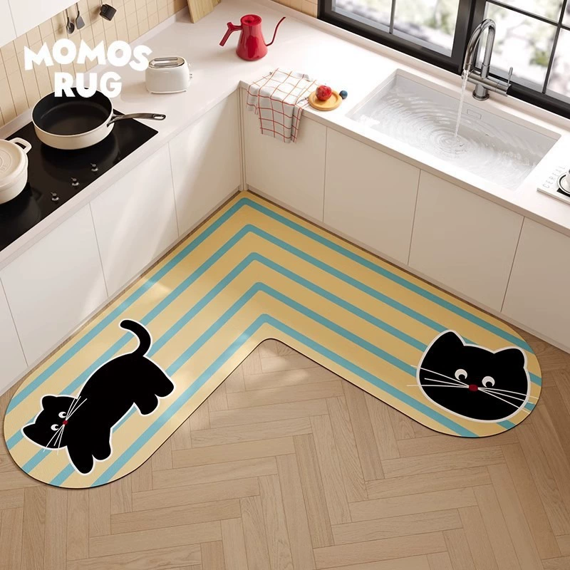 L-образный угловой коврик из диатомовой грязи, нескользящий, водопоглощающий, быстросохнущий коврик, усовершенствованный, простой в уходе, устойчивый к пятнам и износостойкий коврик.
