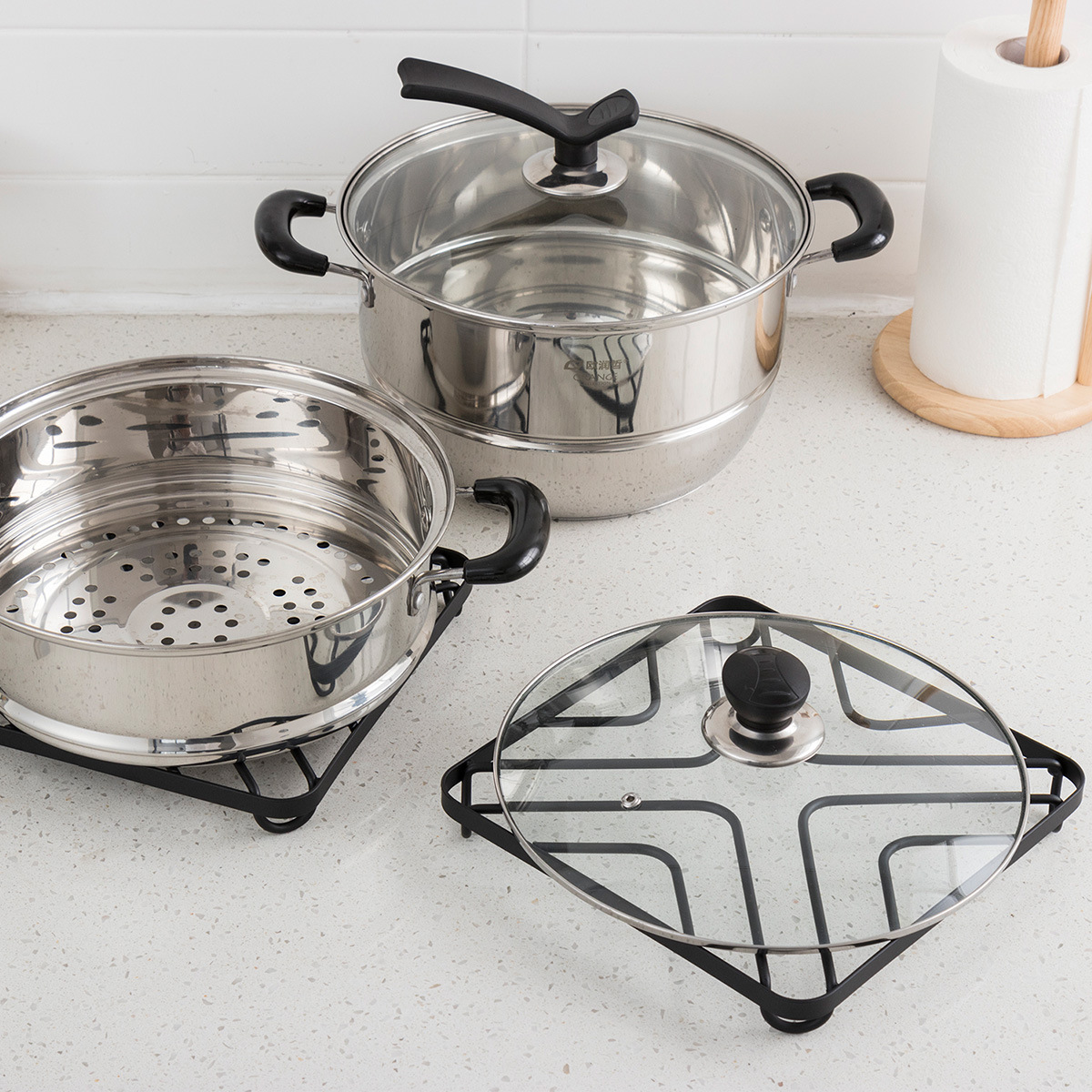 Cocina encimera olla estera de aislamiento hierro cuadrado mesa de comedor antideslizante anti-escaldadura olla estera de aislamiento de metal de escritorio estera