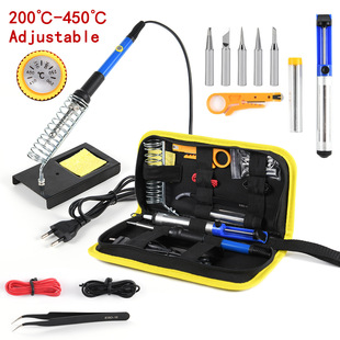 Adjustable temperature electric soldering iron welding kit 15 pieces suit British standard American standard 908 60W iron soldering tin pen
