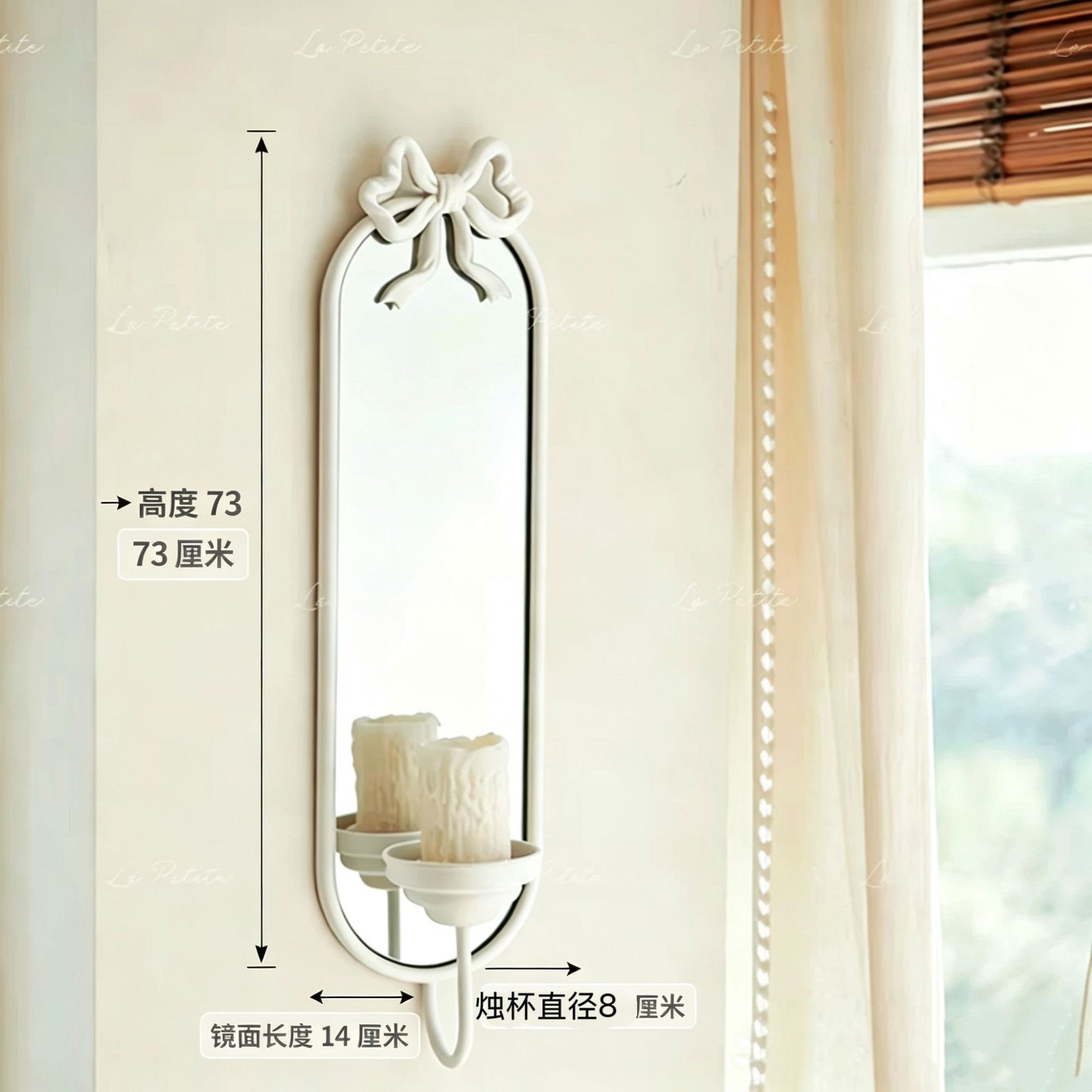 Makeup mirror, decorative mirror, gold vintage light luxury iron art, palace-style wall candle holder mirror, bedroom aromatherapy wall hanging