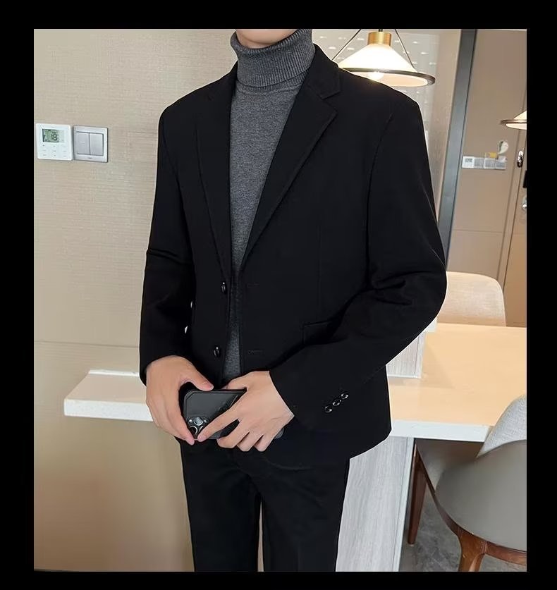 1 Blazer Men, Autumn And 2023 New Style, Mature Style Men's Casual Thick Woolen Suit For Winter_viptrois.com