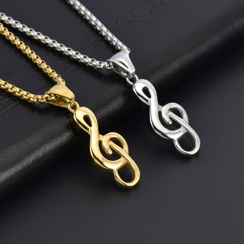 26g Weight 0.03µm Gold Plating Thickness 1 Piece Fashion Notes Stainless Steel Polishing Pendant Necklace
