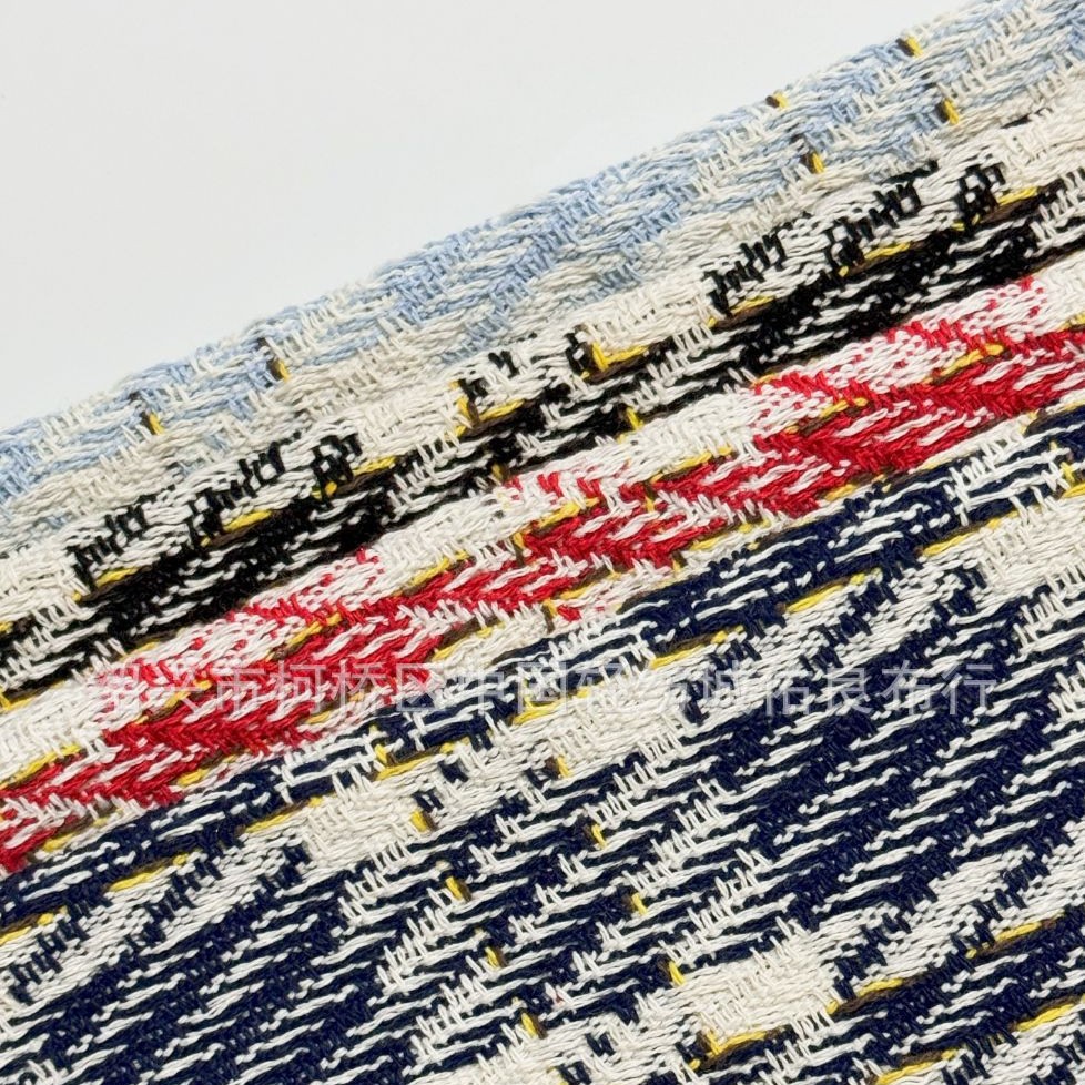 毛呢格子粗纺梭织布料编织色系列 时尚女装裙裤鞋材大衣外套布料