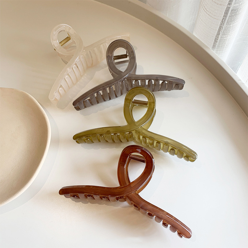 New Korean style jelly color clip large elegant shark clip versatile simple updo hair clip back head hairpin for women