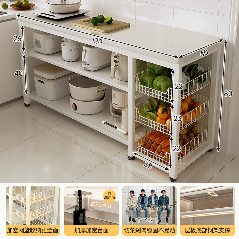 Estante de almacenamiento multicapa de piso de cocina, mesa de corte de verduras multifuncional para microondas, estante de almacenamiento de armario de comedor