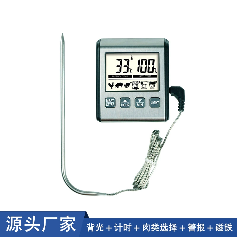 Оптовый термометр для стейка для барбекю с зондом подсветки Термометр для печи барбекю с магнитной сигнализацией времени