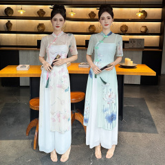 足浴養生館中国式新商品美容院技師作業服弾力性通気性大きいサイズレトロ中国風ズボン