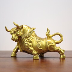 真鍮の牛、銅の牛の装飾品、銅の金の牛、干支の牛、世界を変える牛、家具、リビングルームの装飾、ギフト、如意牛