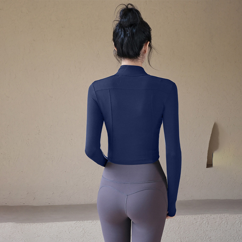 Chaqueta deportiva femenina alta sensación delgada ropa de yoga primavera manga larga ropa de ejercicio chaleco pantalón conjunto image 3