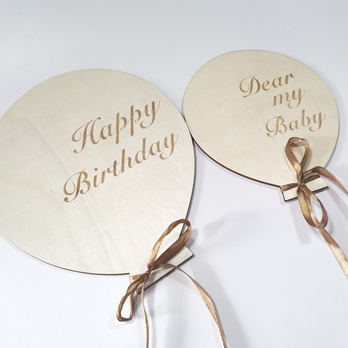 Wooden hot air balloon birthday happy wall sticker children's room decoration photography supplies birthday party decoration