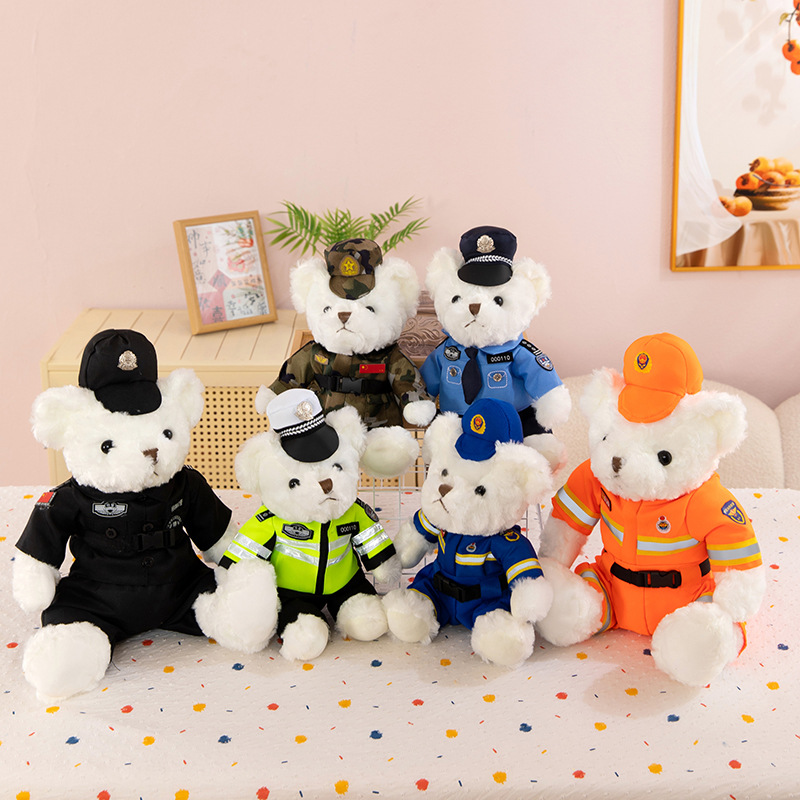 跨境爆款布娃娃小熊泰迪玩偶公仔制服熊动漫制服毛绒玩具警察小熊