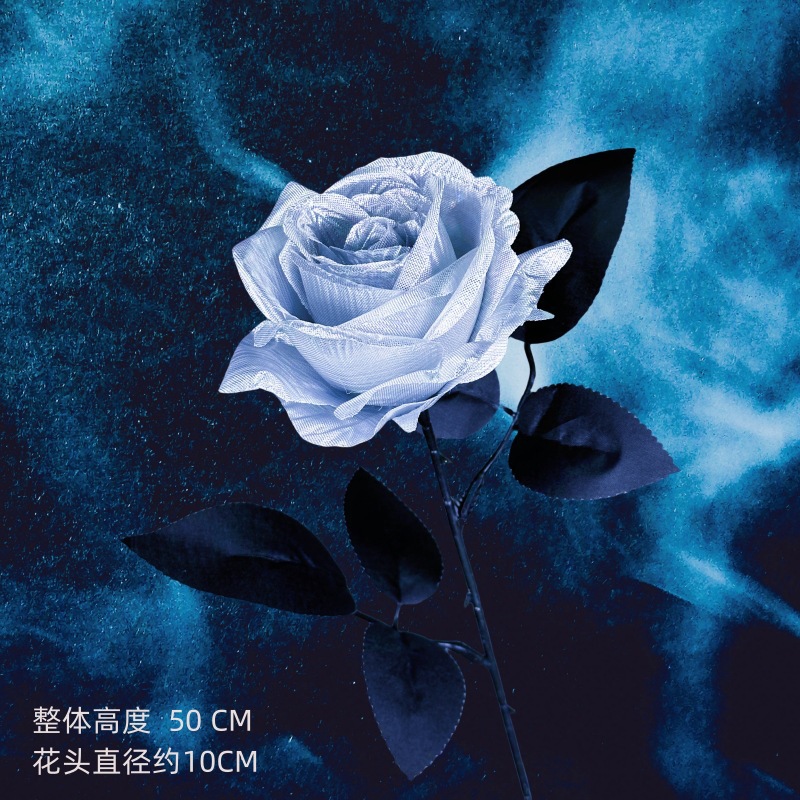 Silver Rose-Black Ring Black Leaf)