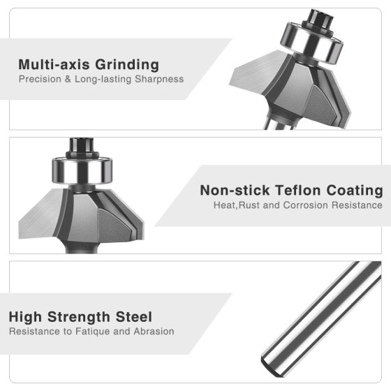 45-degree bevel knife British 6-handle 4-piece set slotted bearing engraving machine cutter head trimming machine woodworking milling cutter
