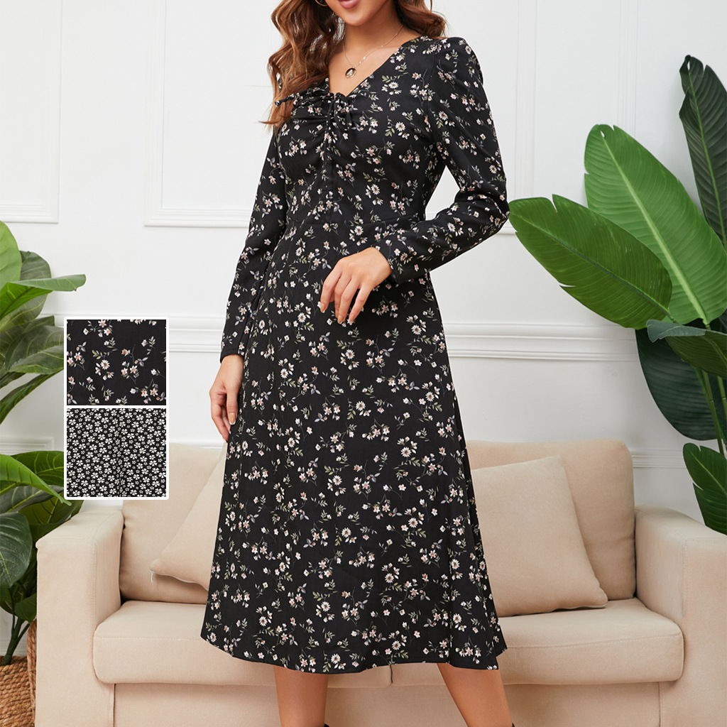 374g Weight Knee-Length Dress Length Type Long Sleeve Sleeve Length A-Line Skirt Dresses Type Flounce Sleeve Sleeve Type Polyester Fabric Type High Waist Waist Line Daily Occasion Square Neck Neckline Regular Fit Fit Type Solid Color Pattern Summer, Spring, Autumn Season Women'S Gender Ruffles Design Fashion Style Wholesale Women'S Fashion Ruffles Solid Color Daily Square Neck Long Sleeve A-Line Skirt 无