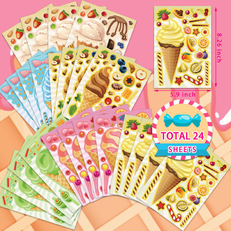 Cartoon Summer Stickers Party DIY Stickers Make Your Own Summer Colorful Sticker Game
