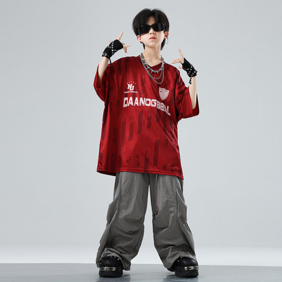 Children's Hip-Hop Performance Clothing, Trendy Clothing, Cool and Handsome Boys' Hiphop Drum Set, Girls' Hip-Hop Dance Performance Clothing