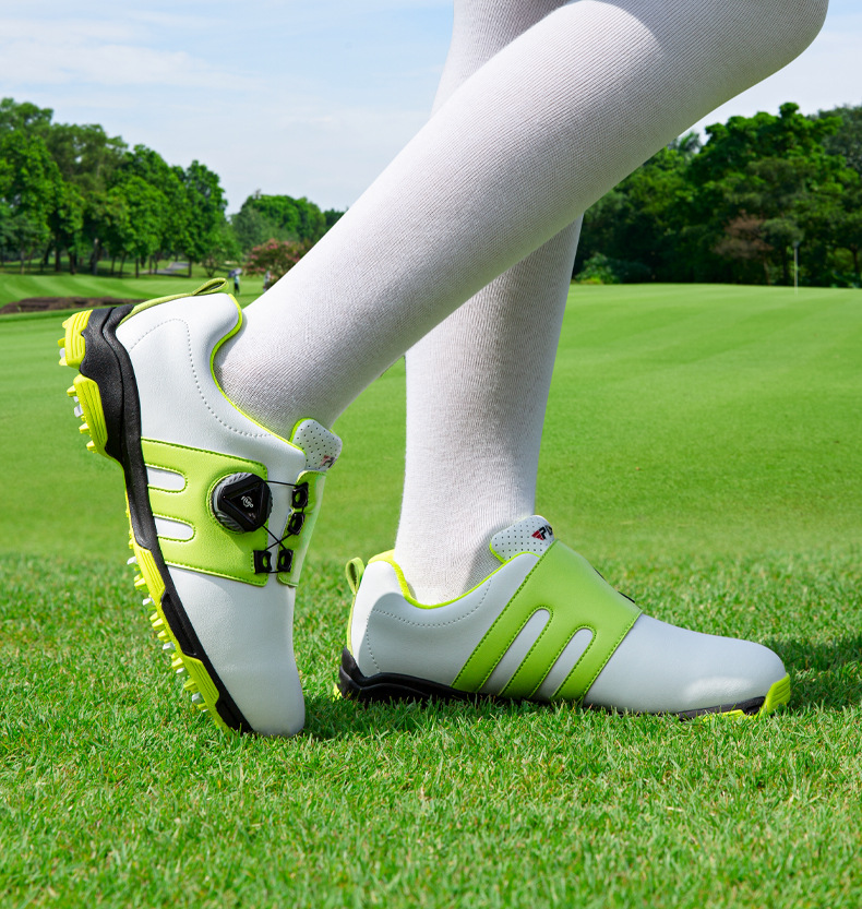 Giày golf trẻ em PGM thoáng khí chống trượt, dây giày xoay nút, đế EVA nhẹ — XZ099 bột trắng B, XZ099 Trắng Xanh lục huỳnh quang chi tiết 11