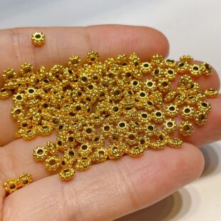 Water Bead Gold Wheel Bead Spacer 999 Pure Gold Gear Spacer Bracelet DIY Accessories Women's 3D Hard Gold Loose Beads Wholesale