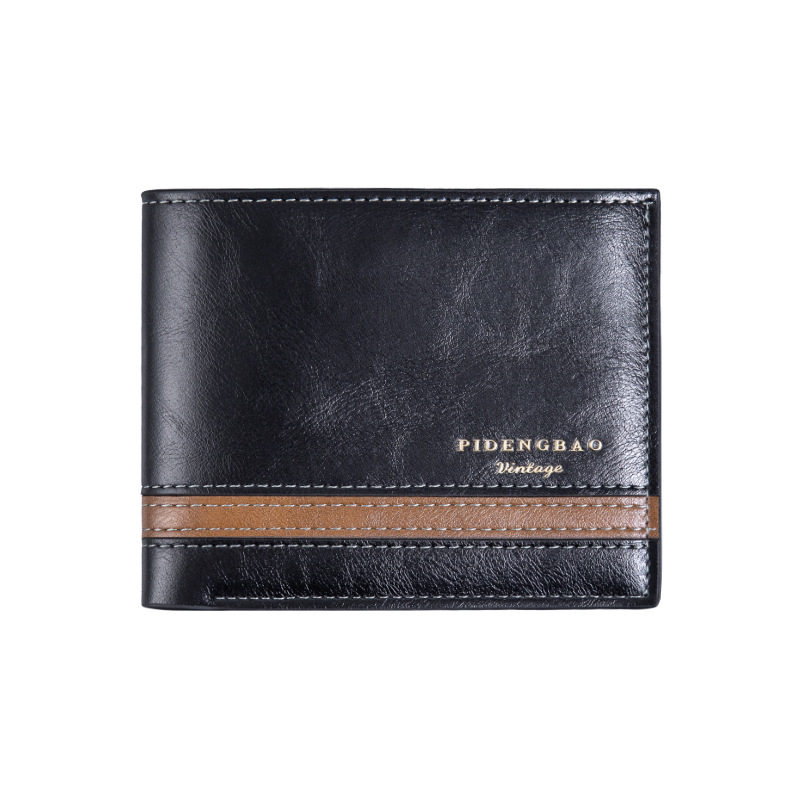 Comercio exterior europeo y americano retro nuevo hombre bolso corto dos plegados pu cera de aceite cartera bolsa de cambio bolso hombre mayorista