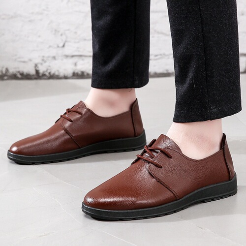 Men's Leather Shoes Breathable Business Casual Shoes for Men, Formal Shoes for Middle-Aged and Elderly, Soft Sole Father's Shoes