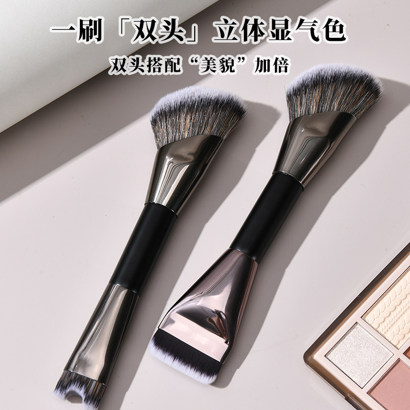 跨境热销单支双头化妆刷 一字型粉底刷轮廓刷修容刷散粉刷遮瑕刷|undefined