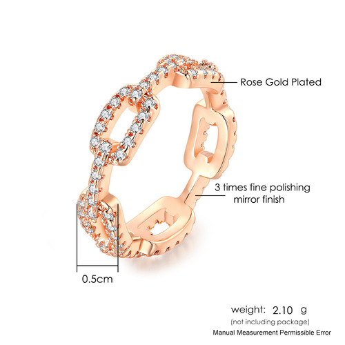 European and American popular chain rings hip-hop full circle zircon gold-plated ring for women ins style cross-border hand jewelry wholesale