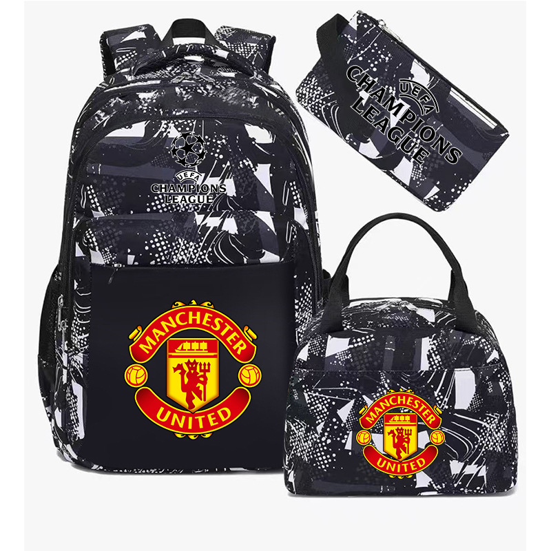 Aficionados al fútbol del Real Madrid Chelsea estudiantes de primaria alrededor de la mochila del Bayern mochila de tres piezas de gran capacidad