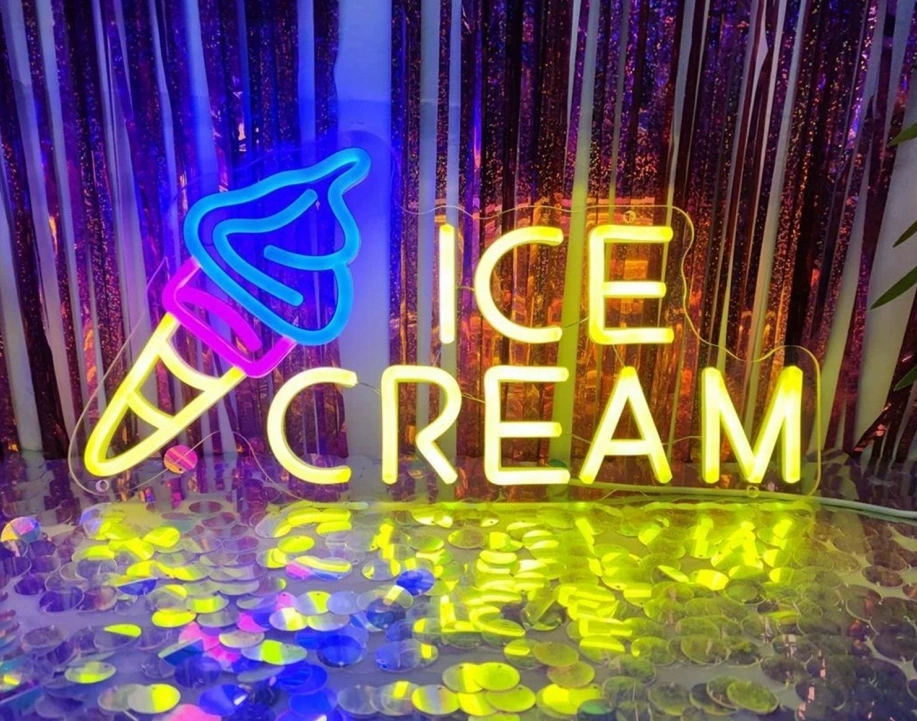 Светодиодная неоновая вывеска кастом лед-cream и милк-ти напитки, лёгкая, разные размеры, 10 Вт