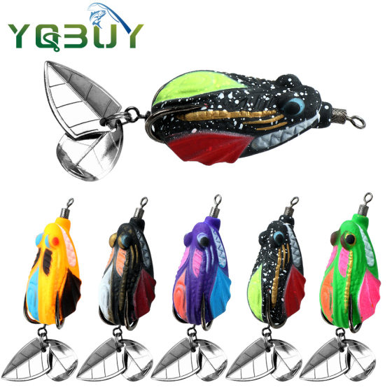 Thai wind double sequins thunder frog 4.5cm/7.2g modified to strengthen the hook thunder frog black foreign trade in stock
