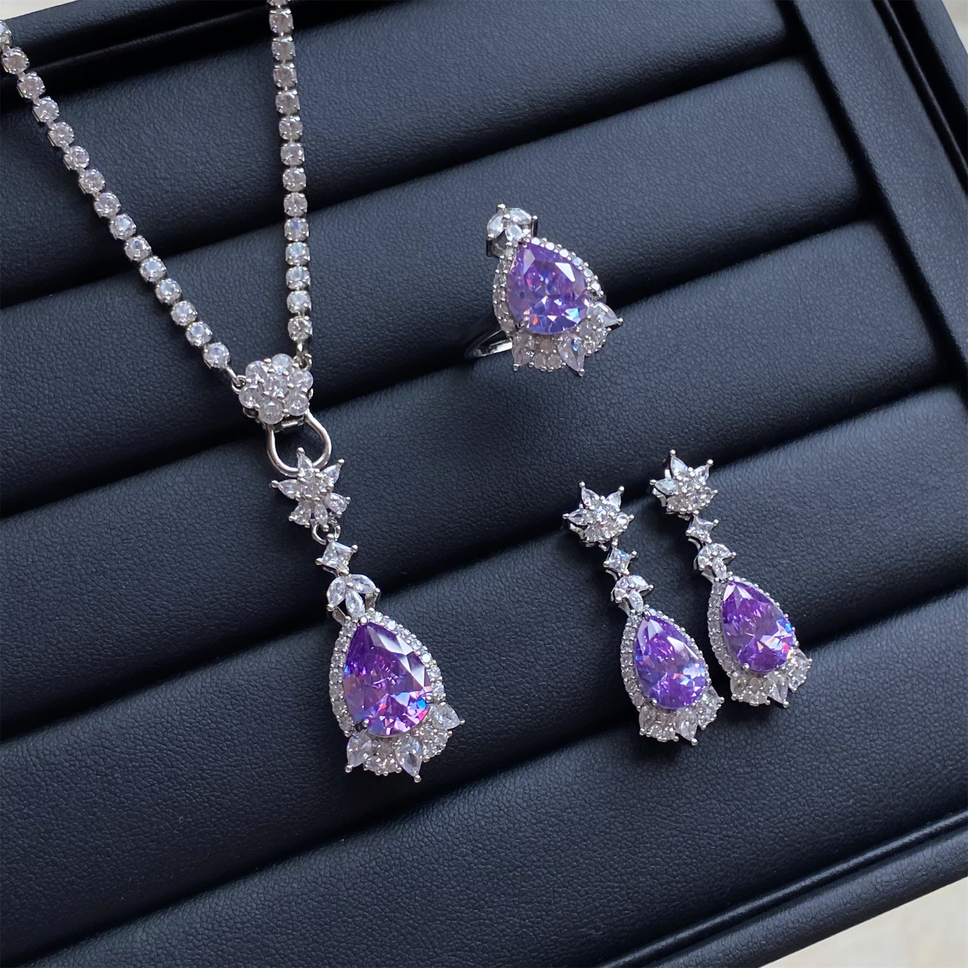 Lavender purple nail sequins with zircon