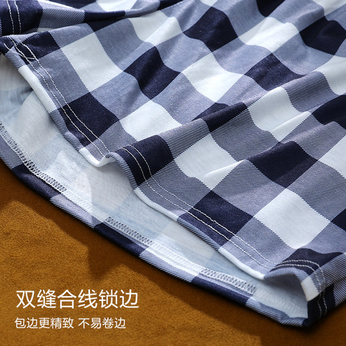 Men's Pure Cotton Straight Leg Briefs Loose Plaid Print Four-Way Boxer Briefs Home Comforts Thigh-High Shorts Wholesale