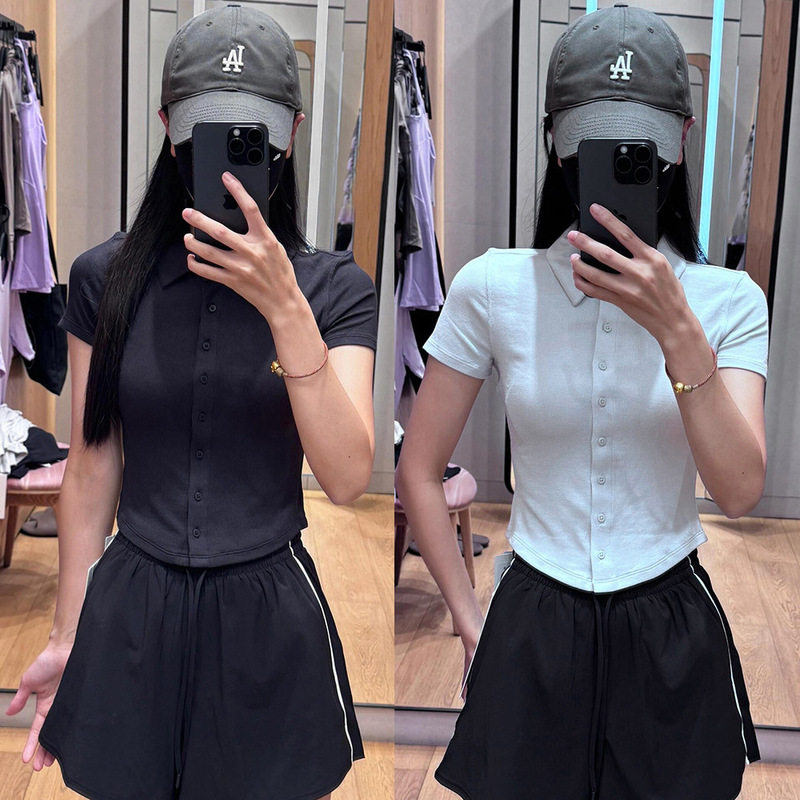 Correct Version! Button-Up Style Women's Collared Short-Sleeve Shirt, Short Lapel Button Cardigan Top Correct Version! Button-Up Style Women's Collared Short-Sleeve Shirt, Short Lapel Button Cardigan Top