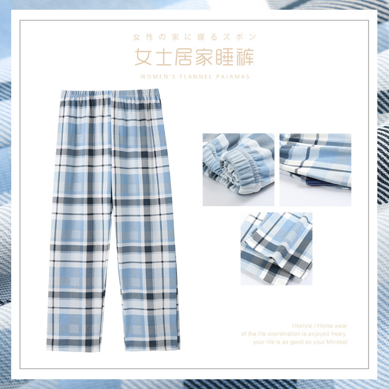 Pantalones de pijama a cuadros de primavera y verano Pantalones de mujer sueltos y cómodos más tamaño ropa exterior Four Seasons ropa para el hogar pantalones de Casa de dibujos animados para mujer