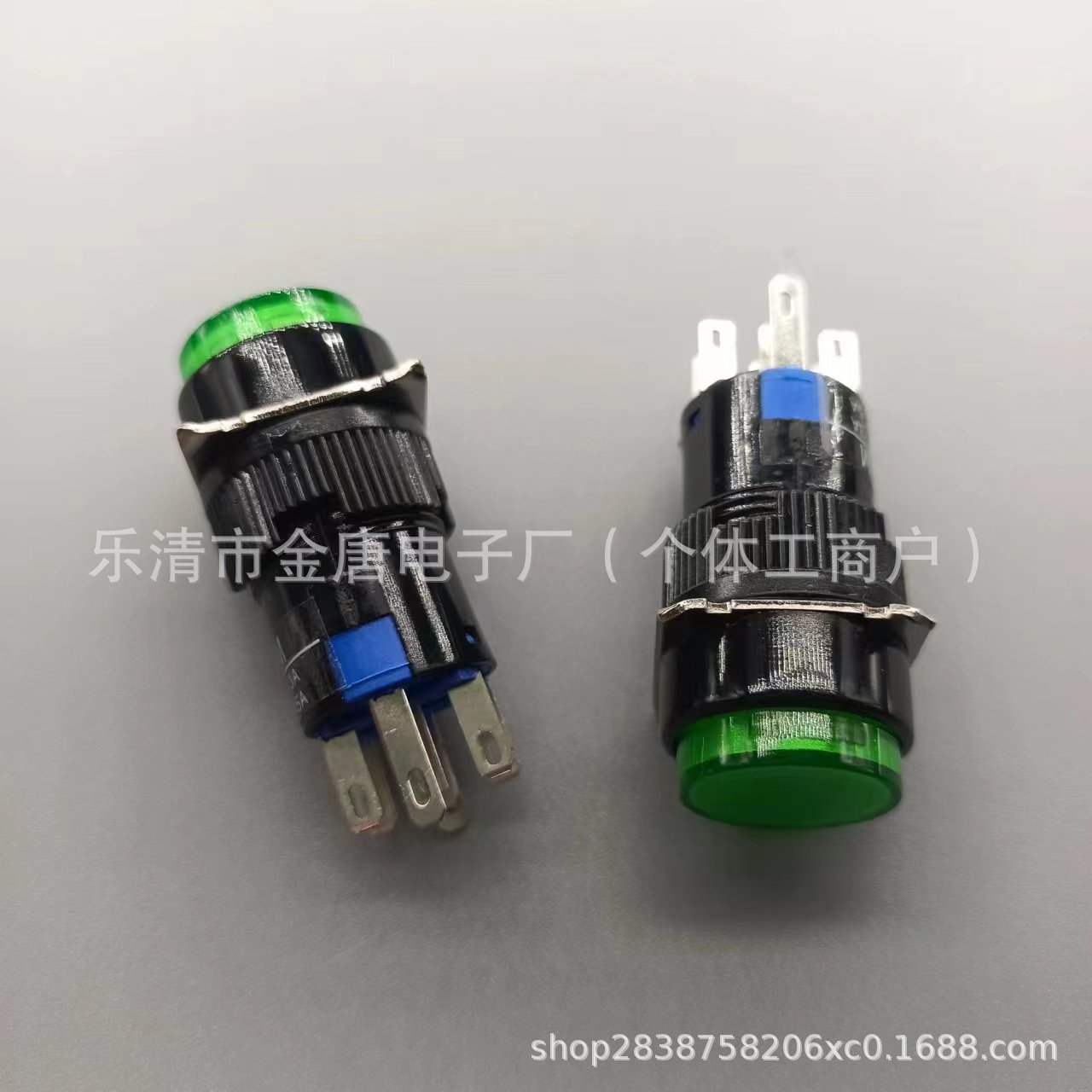 LA16按钮开关带灯自复位圆形按钮启动电源按钮开关银点无锁自锁