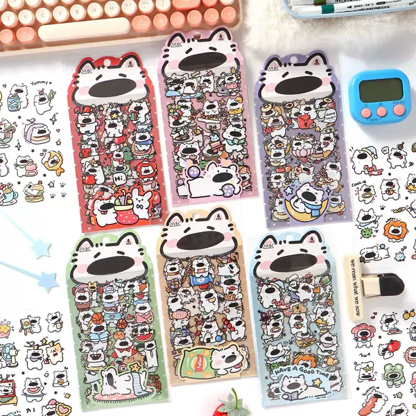 Cute Dog Companion Series Cartoon Puppy Theme Pet Stickers DIY Journal Diary Water Cup Material Decorative Stickers