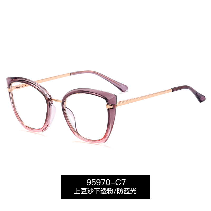 95970 marco de gafas de comercio exterior de las mujeres de moda europea y americana marco grande gafas lisas TR90 trabajo elástico marco de color de la pierna gafas de luz azul