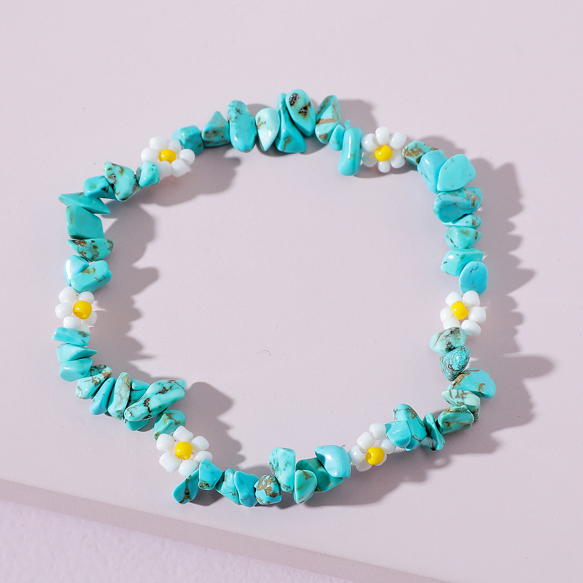 Stone Gravel Rice Bead Braided Flower Bohemian Style Bracelet wholesale jewelry Nihaojewelry