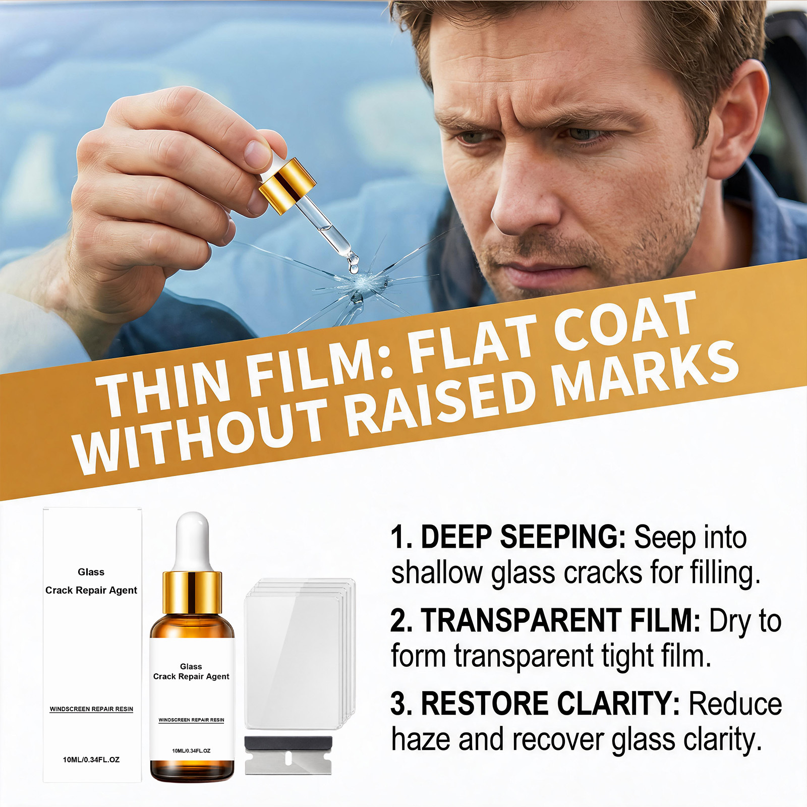Windshield Care Kit: Multi-functional adhesive repair and care solution for scratches and cracks on car windshields