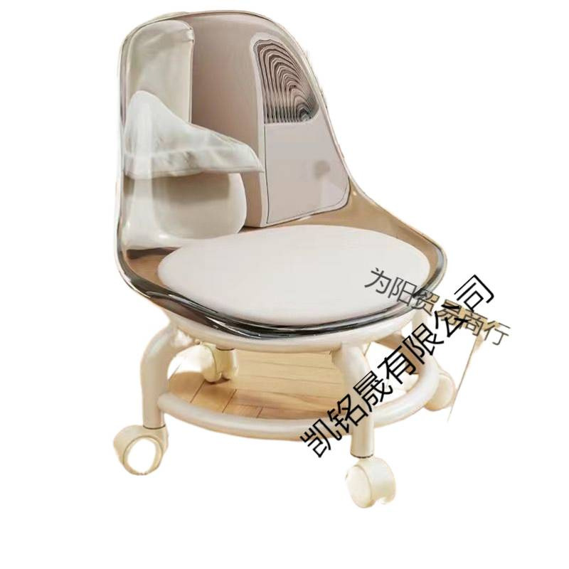 Acrílico transparente con ruedas universales de acero inoxidable silla pequeña silla doméstica polea taburete bajo taburete de costura hermosa