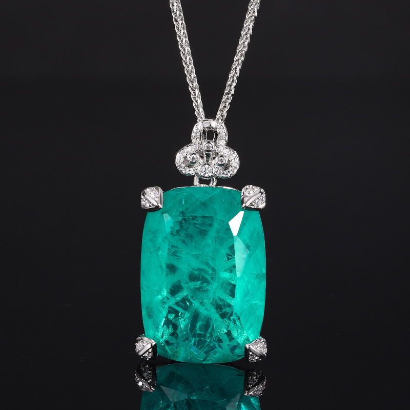 2024 Nuevo producto Zhuang Shengsheng Jewelry Fondo de cobre chapado en oro simulación esmeralda Pa azul collar colgante grande 20*28