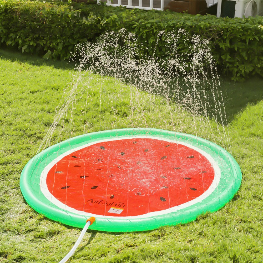 定制厂家卡通西瓜充气玩水垫儿童草坪戏水沙滩垫多种喷水垫动物