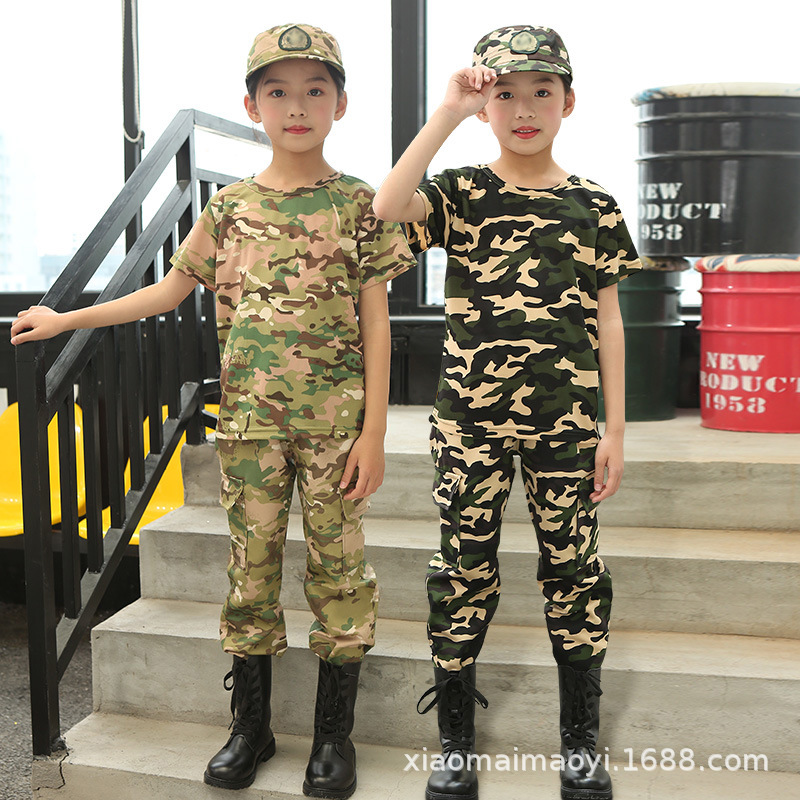 男女儿童迷彩服套装小孩演出服学生幼儿园户外拓展军训服装夏令营