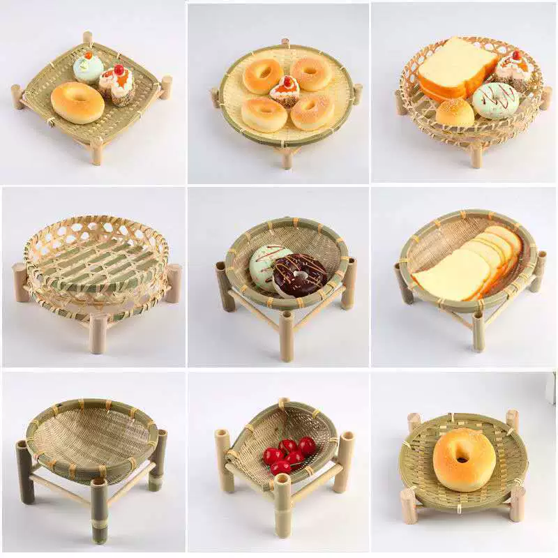 Hot Pot Basket Bamboo Basin Bamboo Basket Dust Fruit Basket Water Fruit Bad Bad Blue Basket Basin Basin Basin to Storage Home Decoration