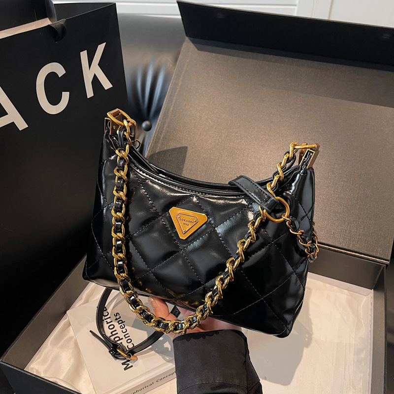 外贸2025小众轻奢包新款菱格链条包时尚气质高级感单肩斜挎包女包