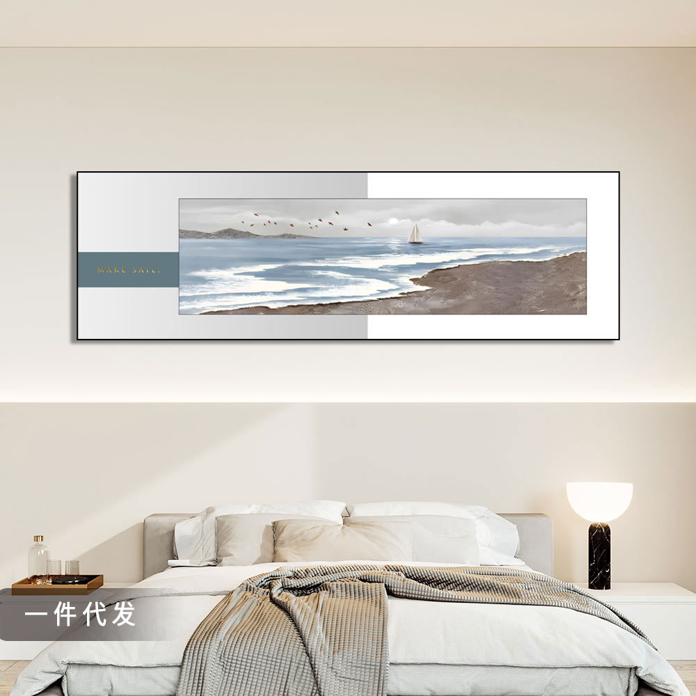 Dormitorio Pintura junto a la cama pintura decorativa textura abstracta de gama alta pintura de porcelana de cristal paisaje colgando pintura estrella flash pintura Marco de aleación de aluminio