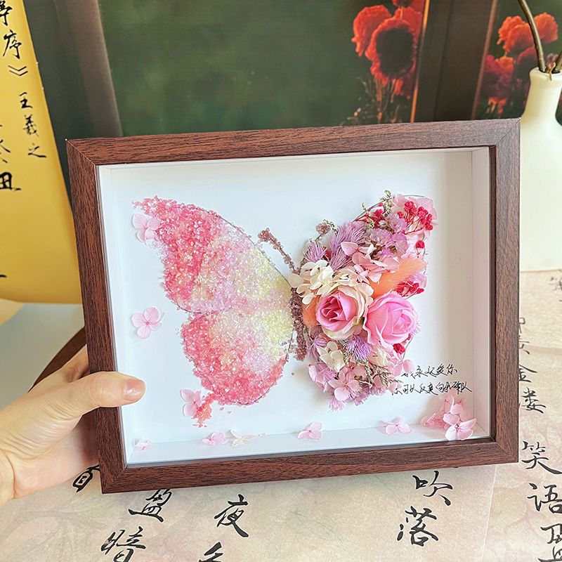 DIY Handmade Crystal Dried Flower Butterfly Photo Frame Ornaments Complete Set of Materials Package Creative Birthday Gift for Boyfriend and Girlfriend DIY Handmade Crystal Dried Flower Butterfly Photo Frame Ornaments Complete Set of Materials Package Creative Birthday Gift for Boyfriend and Girlfriend