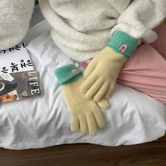 *散落的多巴胺*韩国撞色手套彩色保暖骑车女秋冬季针织可触屏五指